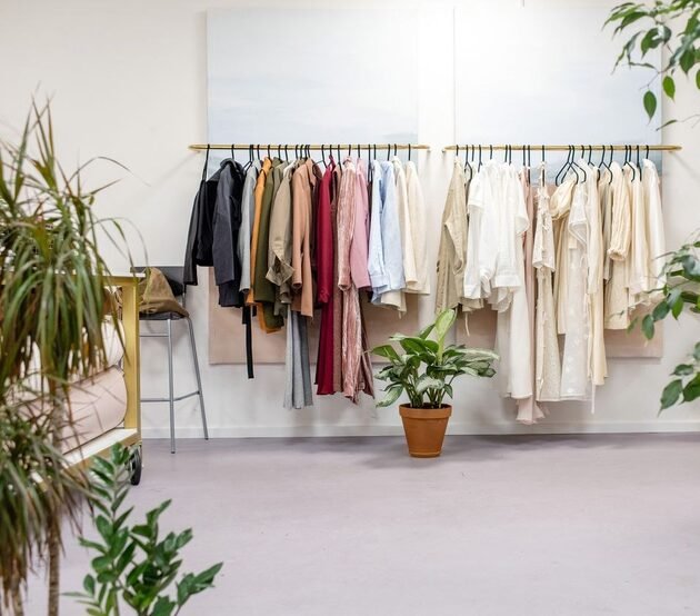 Clothing racks inside a retail store