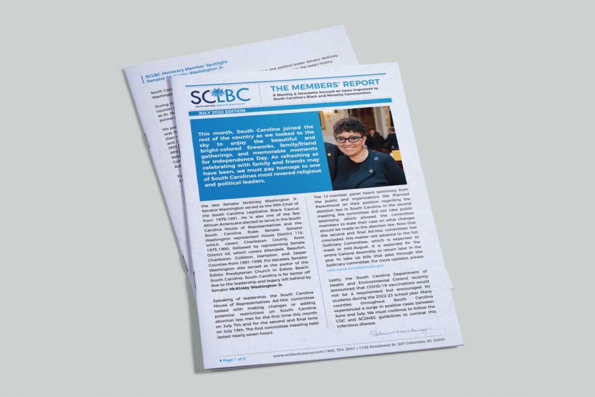 SCLBC newsletter design, July 2022 edition