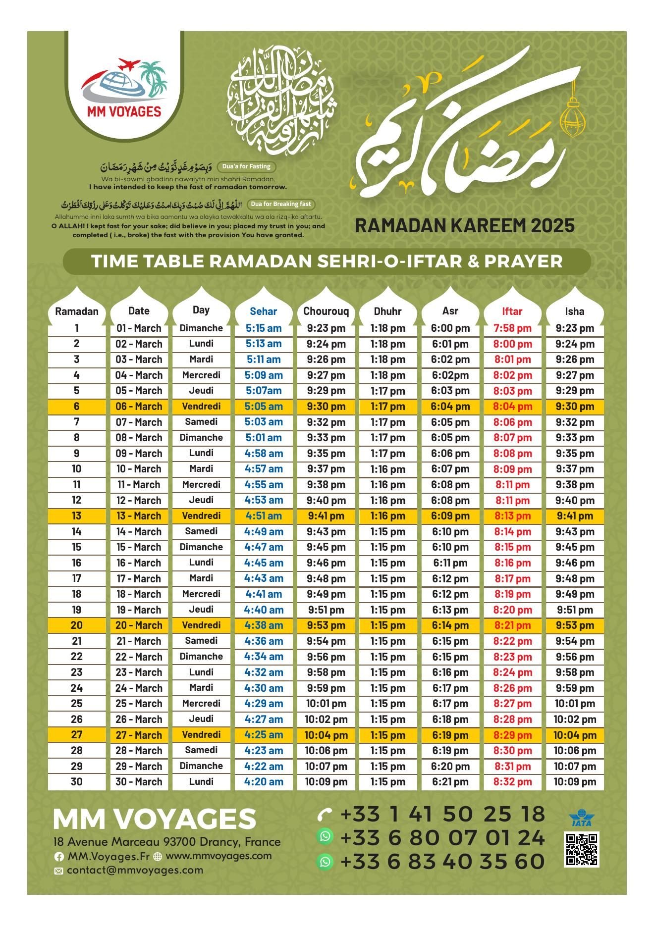 MM Voyages Ramadan calendar 2025