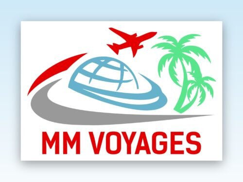 MM Voyages logo presented on a white sign board