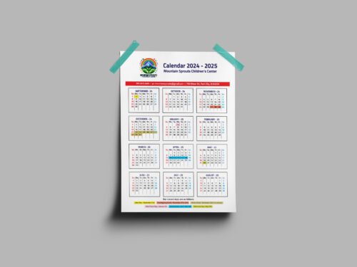 Calendar design for Mountain Sprouts Childrens Center by The Design PK